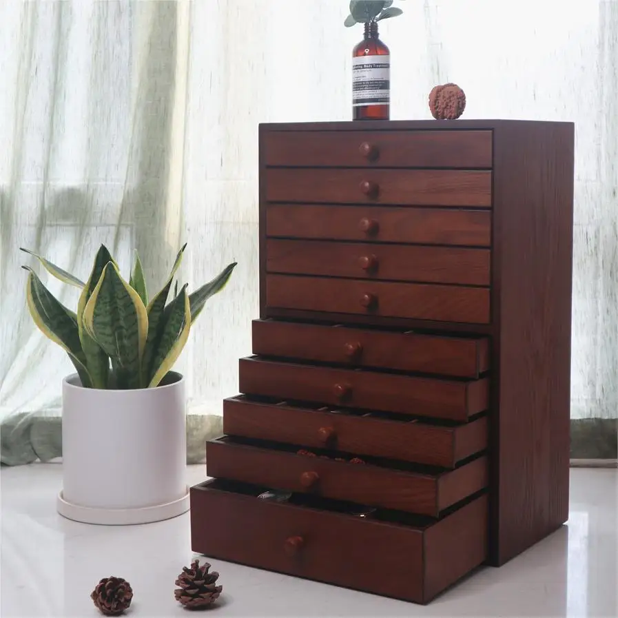 

Wooden Jewelry Box Organizer Multi Functional Luxury Jewelry Boxs Tall Ten Floors Retro Style Wedding Gift Packaging Supplies