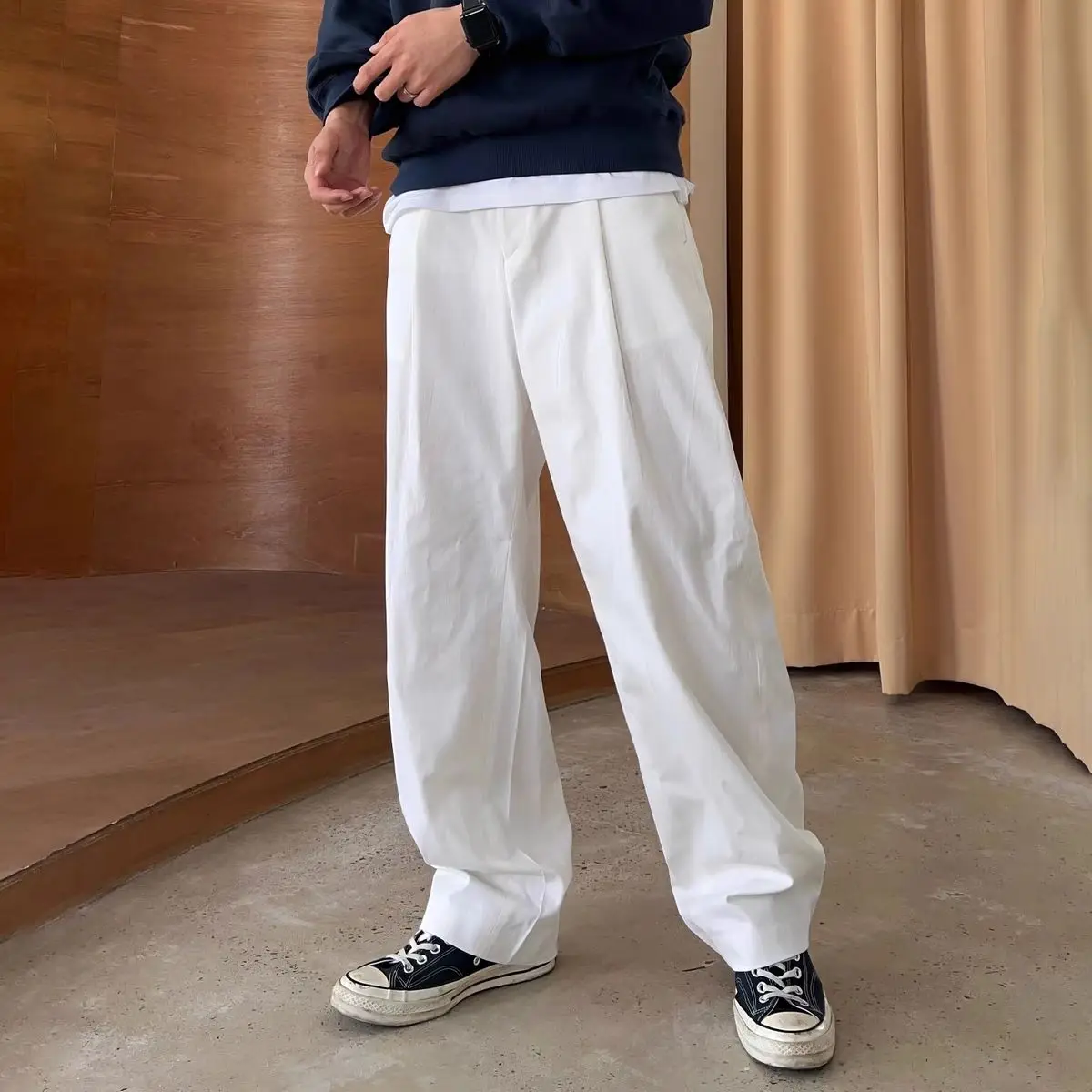 

GELITAYIN Male Trousers Tailoring Wide Straight White Clothes Men's Casual Pants New In Sale Regular Fit Slacks Cheap Baggy High