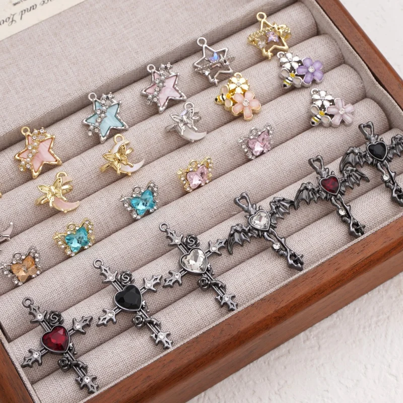 1pc 16x15mm Alloy Dream Butterfly Glitter Resin Moon Pendant Multicolor DIY Craft Bracelets Necklaces Lanyards Making Supplies