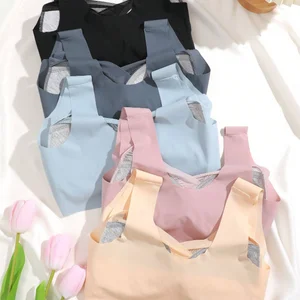 1 adet kadınlar dantel spor sütyen-artı boyutu dikişsiz sutyen bralette backless bayan büstiyer sutyen yelek kadınlar için birleştirir şok geçirmez, kablosuz, L-3XL 6 Büyük satış-yastıklı sütyen-no. 6