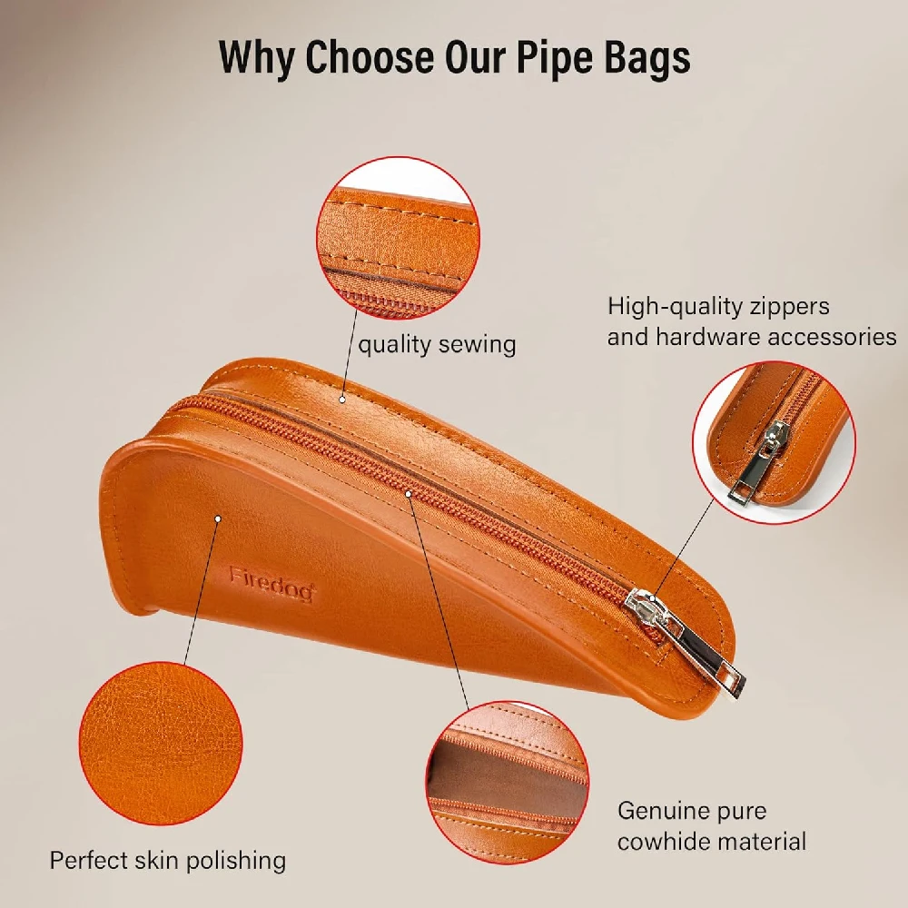 1pcs Leather Tobacco Pipe Pouch, Portable Travel Case for 1 Pipe & Accessories, Durable Storage Bag, Great Gift for Pipe Lovers