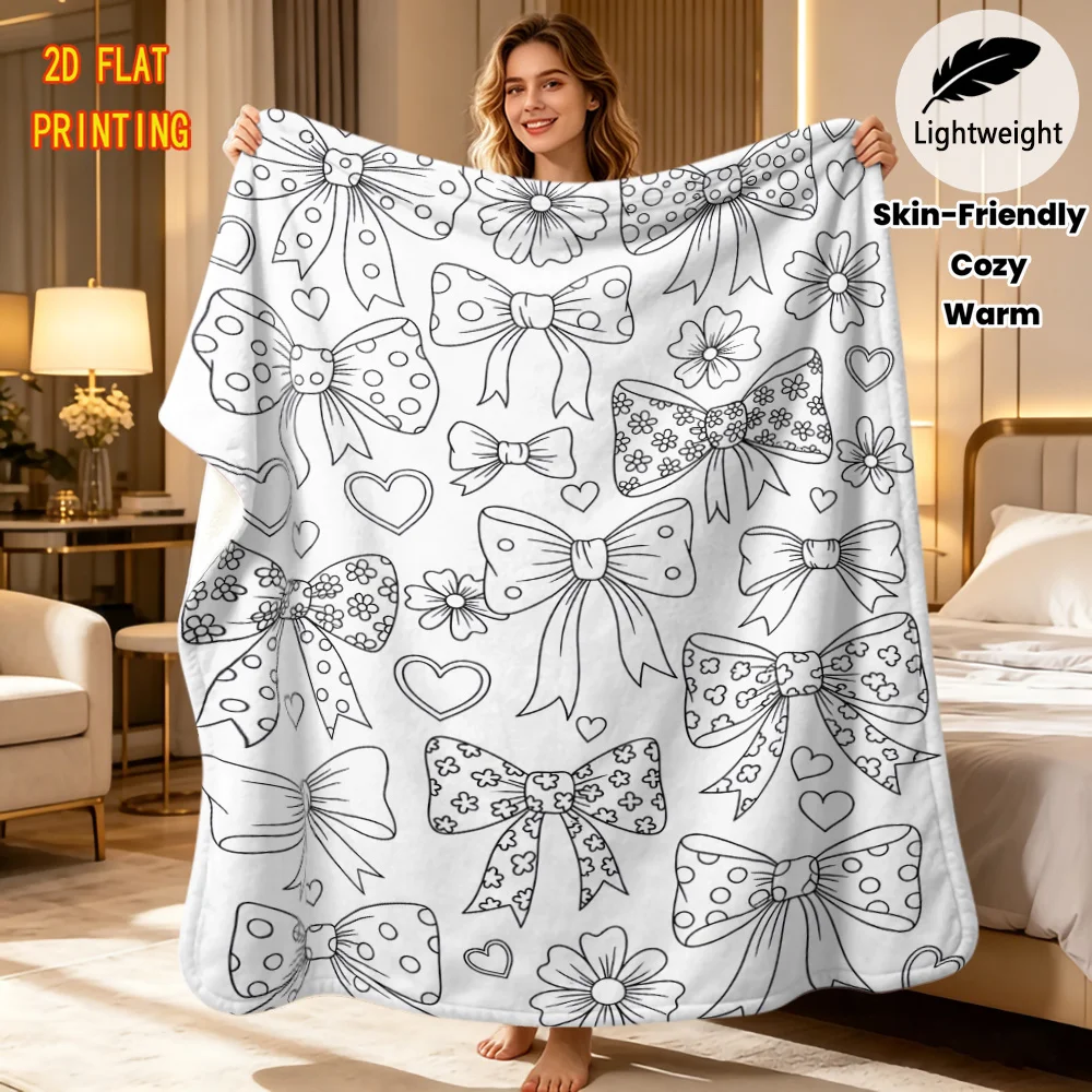 Large Size Doodle DIY blanket, Multi Cat Line Art Coloring Blanket, Soft Throw Blanket Indoor Painting Project Birthday Present