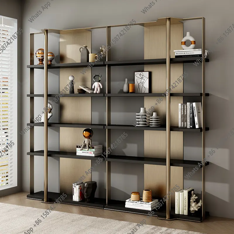Italian minimalist stainless steel shelf office Bogu shelf designer living room light luxury bookcase display shelf