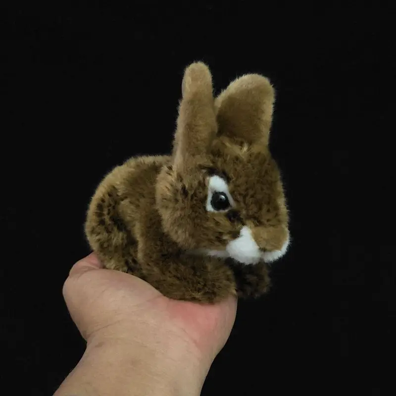 

L16cm Miniature Cute Rabbit Plush Toy with Upright Ears Chestnut-colored Rabbit Doll Kids Girl Gift
