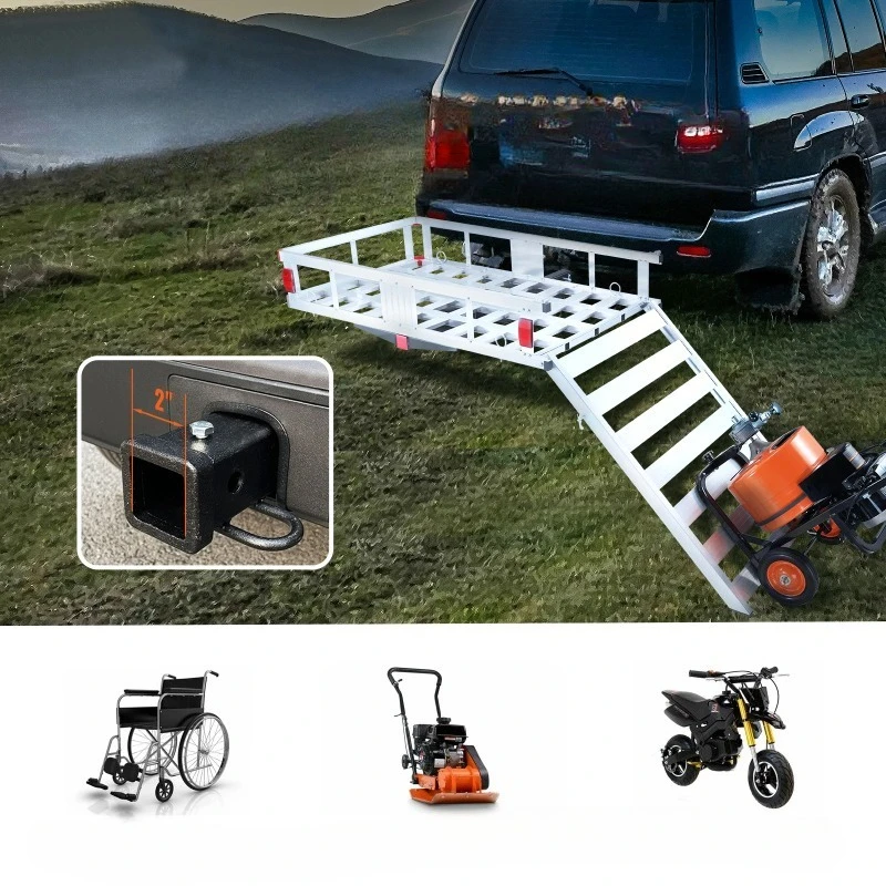 47/53/60 in Hitch Cargo Carrier 400/500lb Capacity Trailer Hitch Mount Aluminum Cargo Basket for Truck Pickup Camping