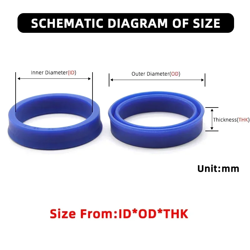 5pcs ID 8-19mm UN Radial Shaft Hydraulic Seal (IDxODxTHK) Polyurethane Piston Shaft Piston Rod PU Single Lip U Cup Oil Seals