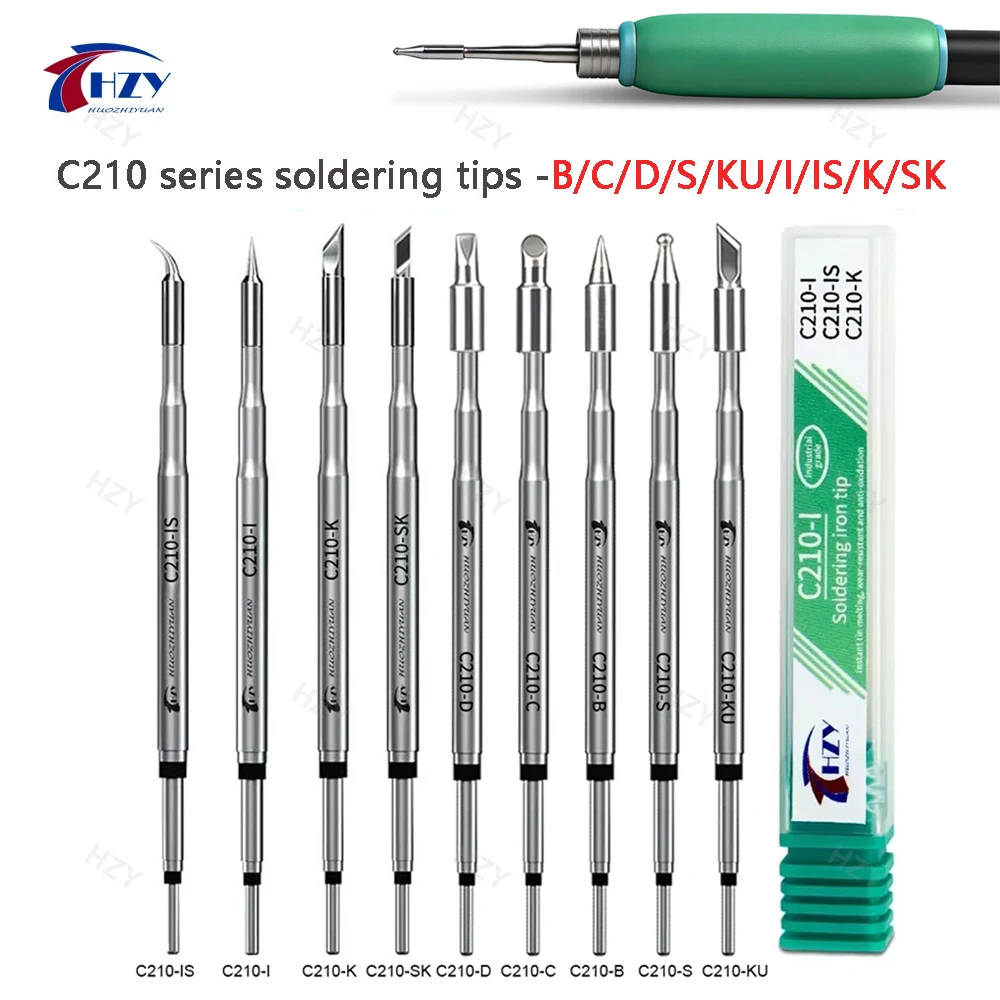 Ponta de Ferro de Solda HZY C210 para Ferro de Solda JBC Sugon T26 T26D T3602, Ferramenta de Soldagem Universal Compatível com Estação de Solda T210