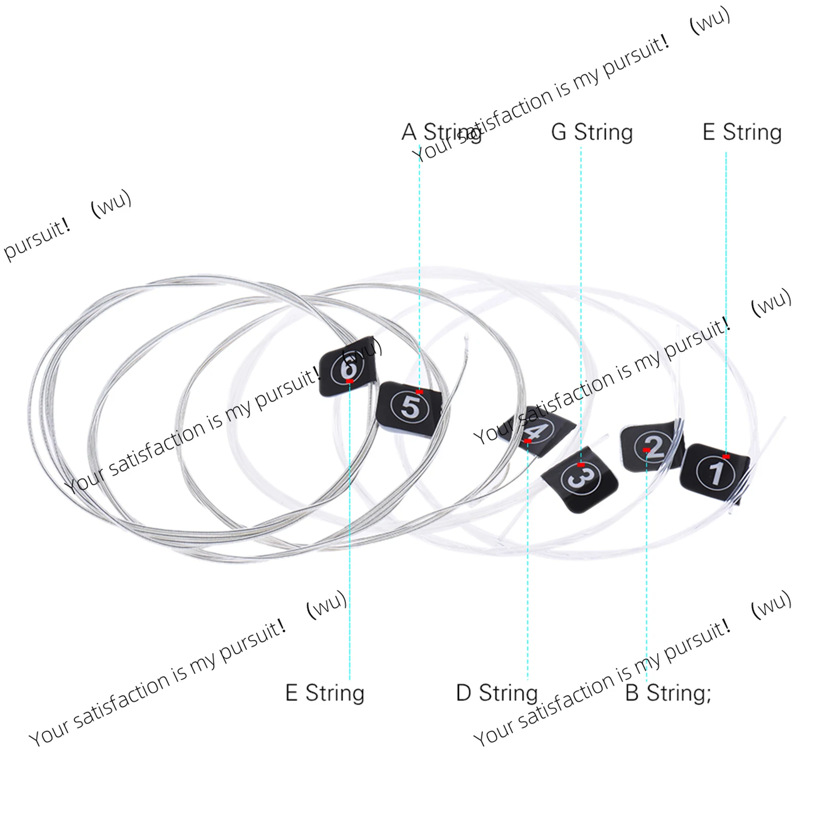 Nylon Classical Guitar Strings 6pcs Full Set Replacement (.028-.043) Nylon Core Silver Jacketed Wire Normal Tension