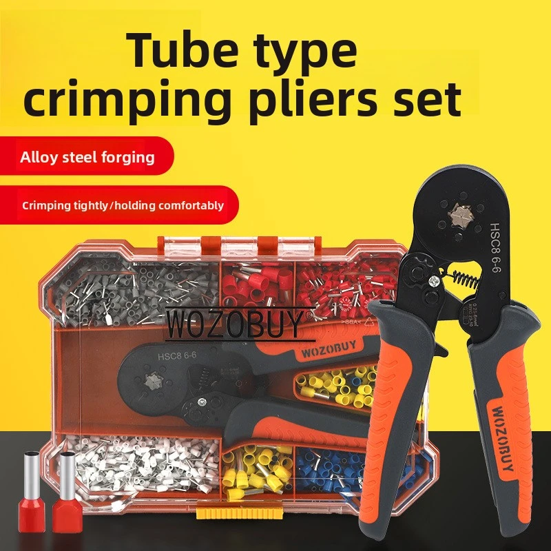 Multi-Function Tube Terminal Crimping Tool Set, Ratcheting Pliers Kit For Various Wire & Cable Sizes