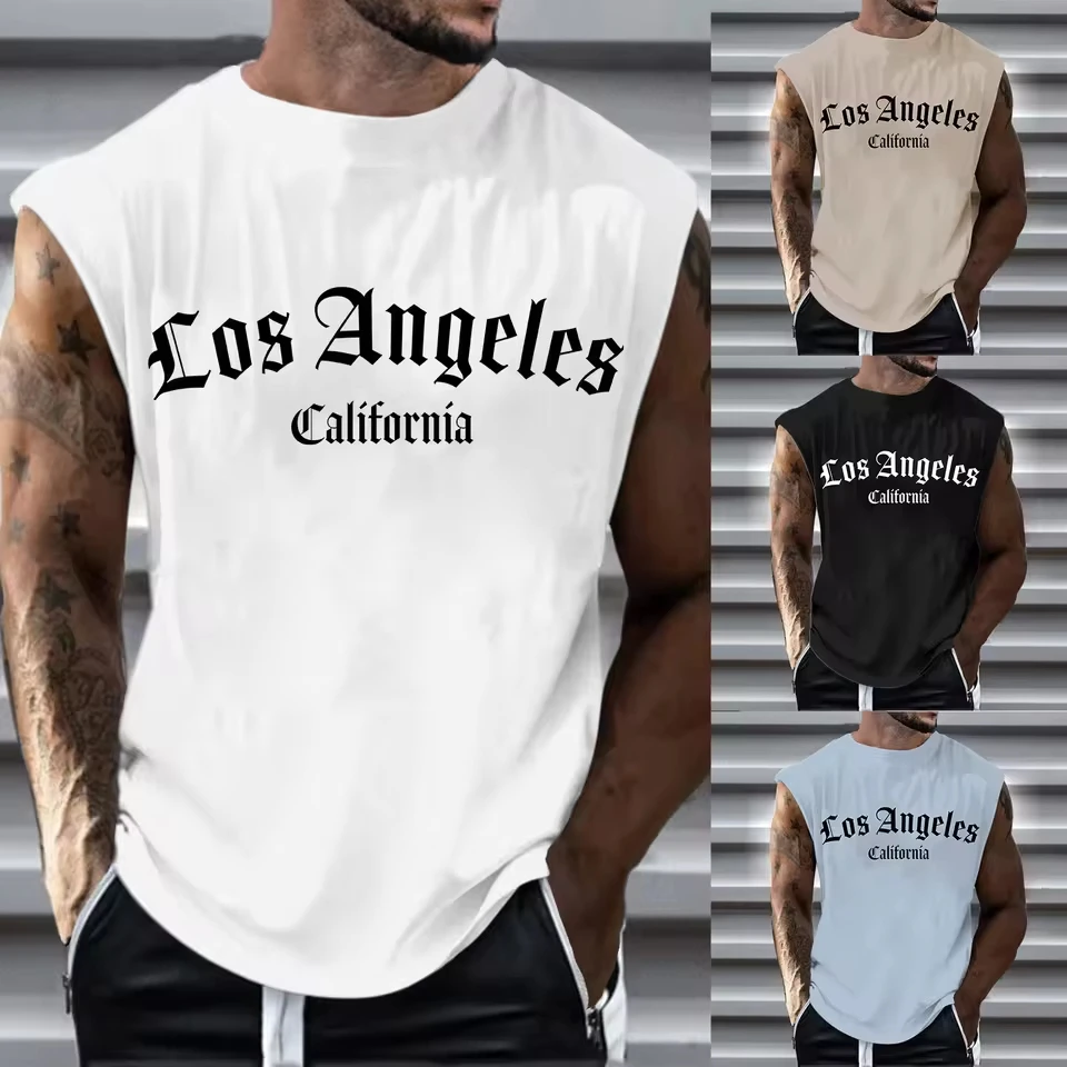Men'S Sports Sleeveless Slim Vest Men'S Outdoor Fitness Loose Summer Casual Printed Sports Vest T Shirts For Men Big And Tall