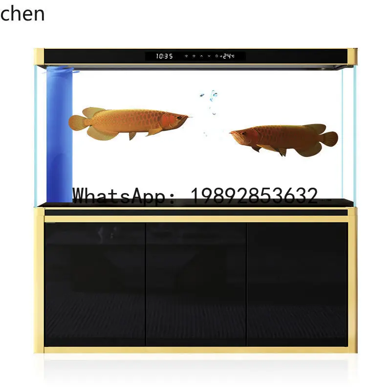 

F1 fish tank aquarium living room floor-to-ceiling household glass bottom launching ecological fish tank