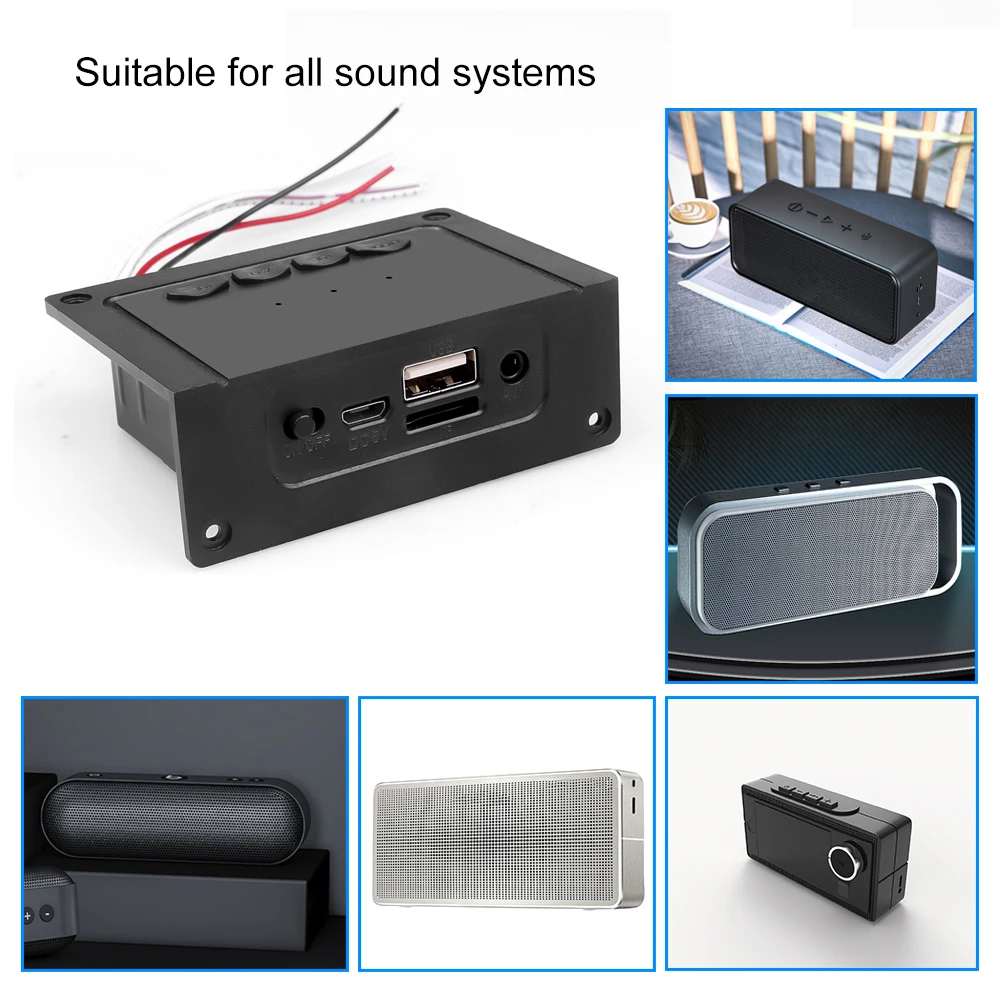 Handsfree 5W Amplifier MP3 Decoder Board 10W Bluetooth 5.0 DC 5V Car Kit MP3 Player FM Radio Module TF USB AUX Call for Speaker
