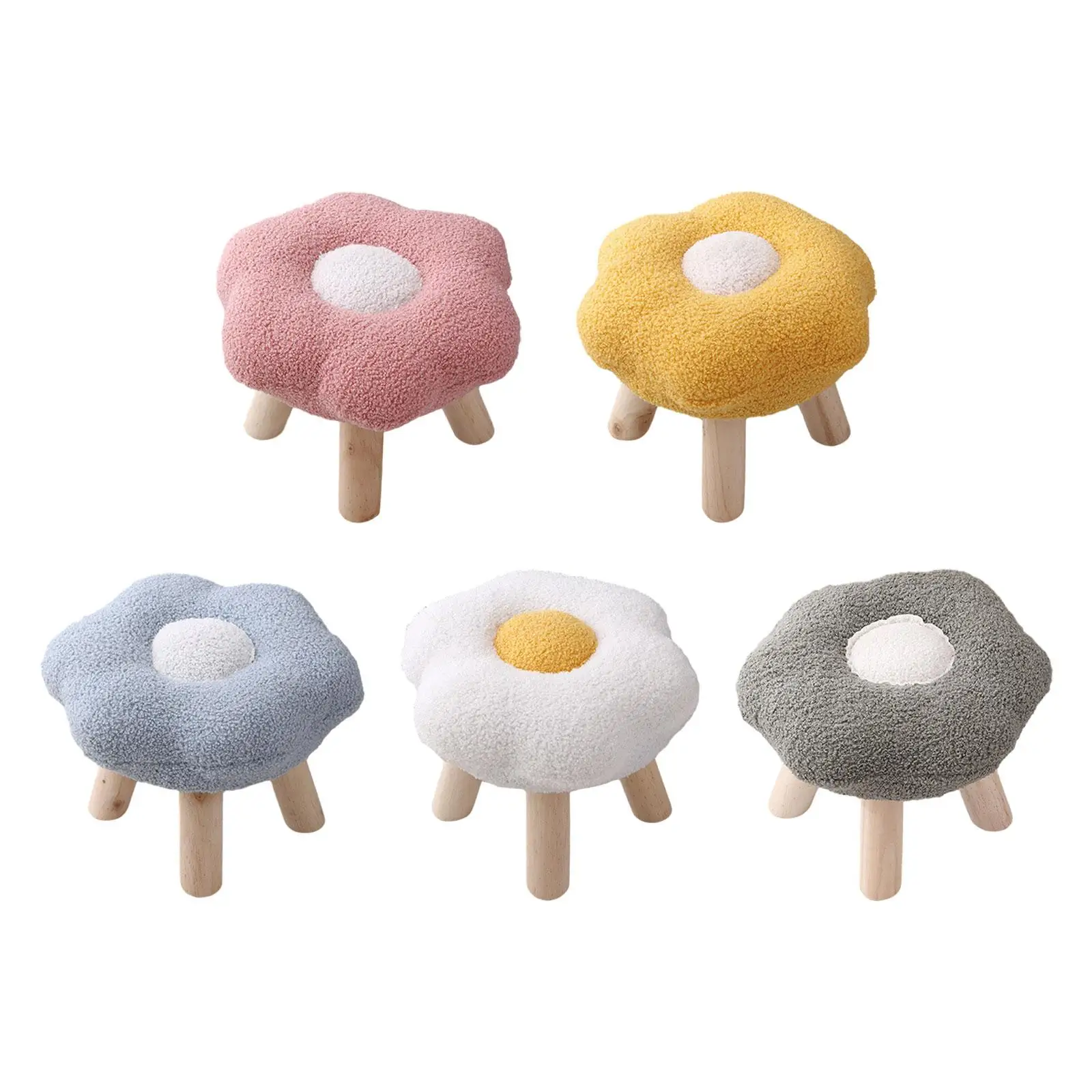 

Small Foot Stool Multipurpose Shoes Changing Cartoon Soft Flower Shape Foot Rest Stool Sofa Footstool for Bedside Playroom Porch