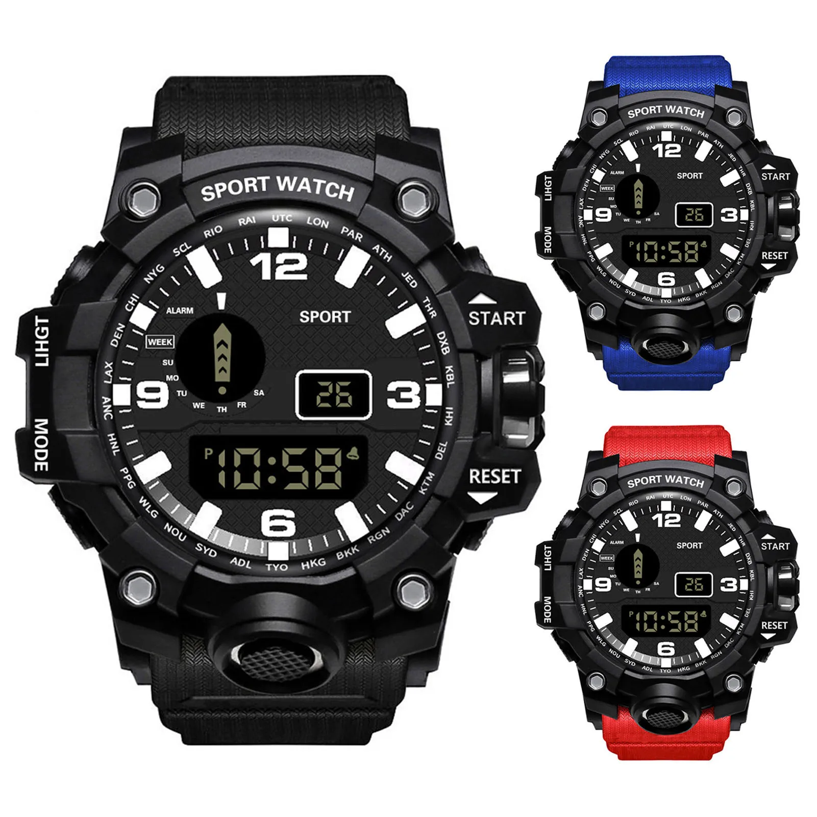 Cool Men's Oversized Design Light Digital Sports Plan Shaped Dial Electronics Wrist Watch
