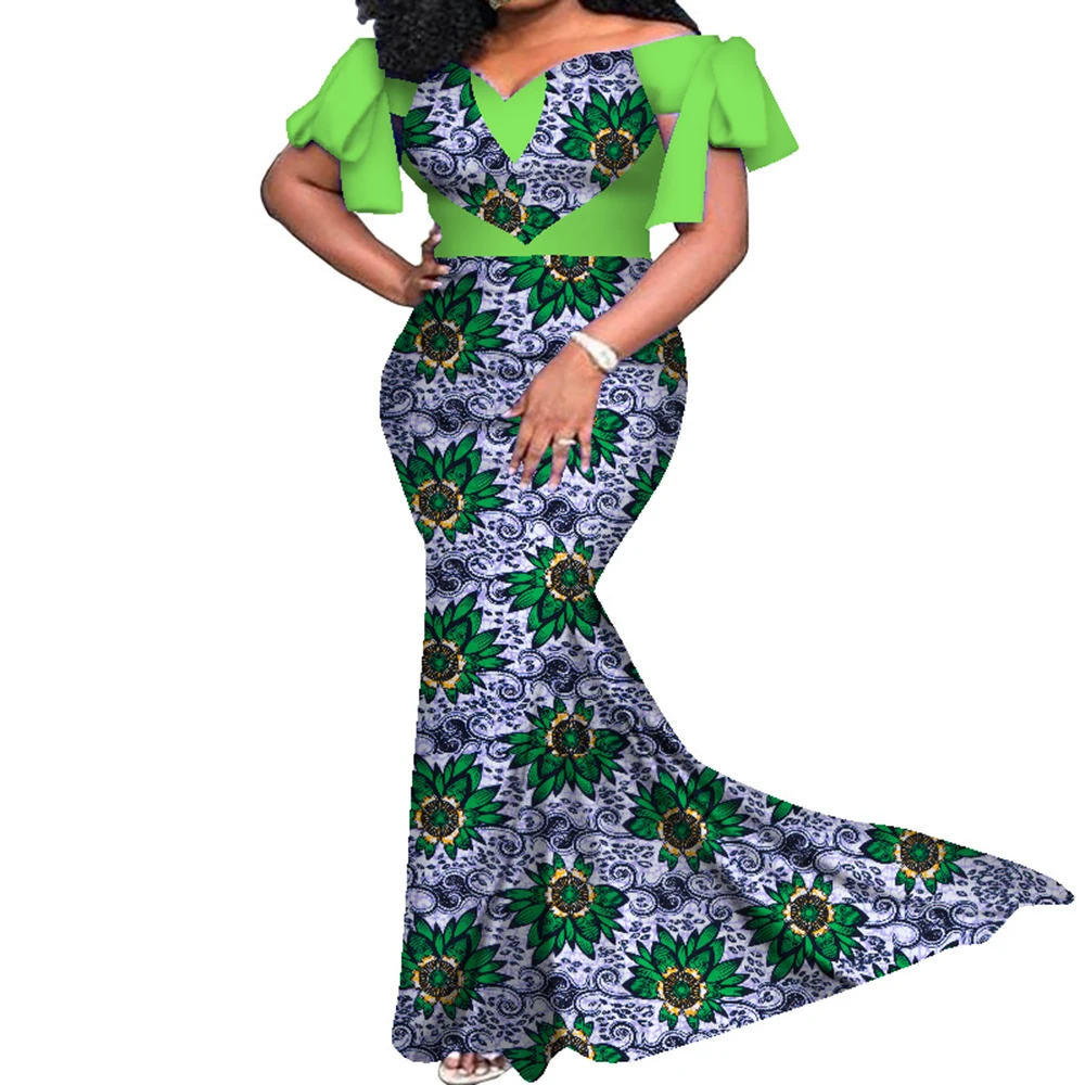 Tanzania Dressing Style: How to Embrace Authentic African Elegance with the  Heart-Shape Slash Neck Wax Print Dress