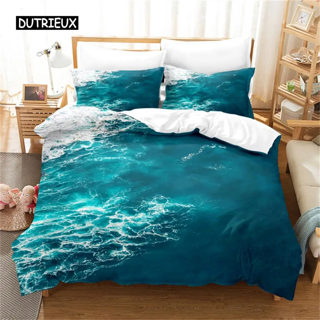 

Blue Sea Duvet Cover Ocean Hawaiian Waves Landscape Bedding Set Comforter Cover Set for Boy Girls Bedroom Decor Bedding Sets