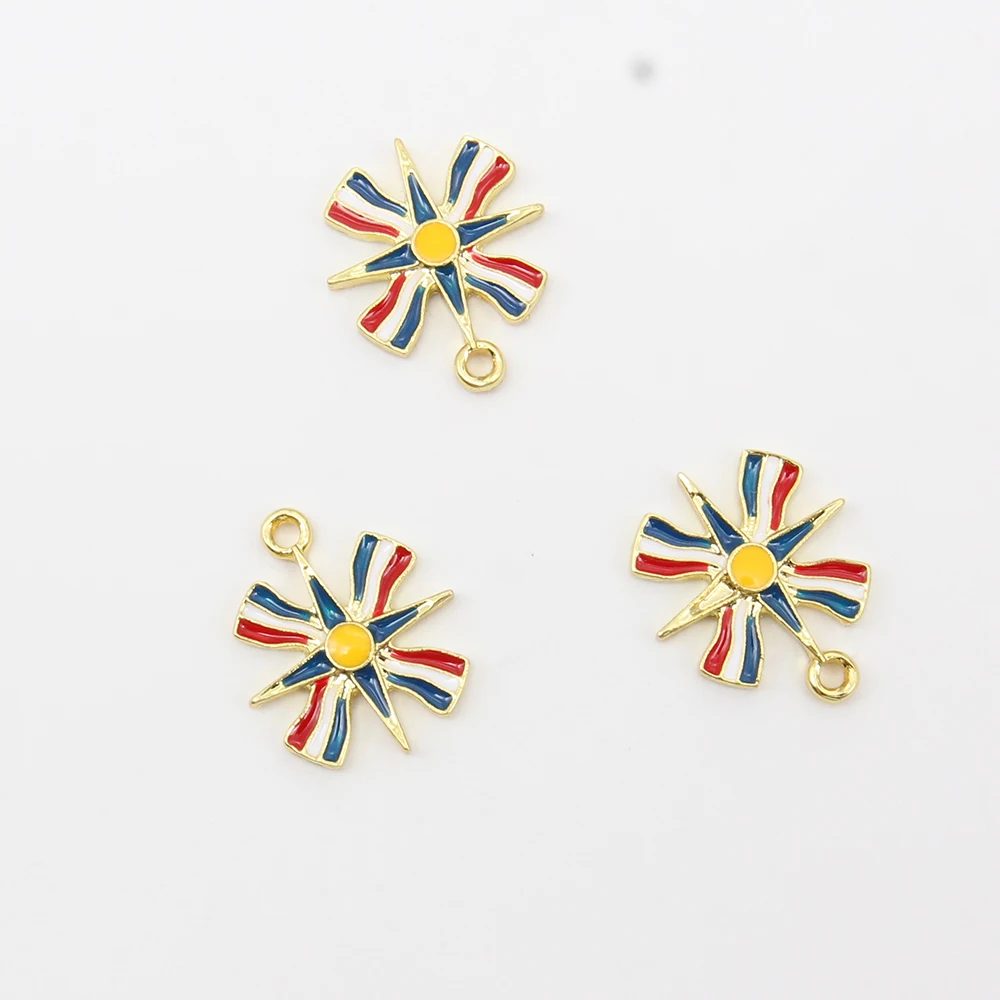 20pc/lot Ashur Baby Pin Charms For Kids Gold Plated Mini Enamel Assyrian Flag Traditional Charms For DIY Jewelry Making