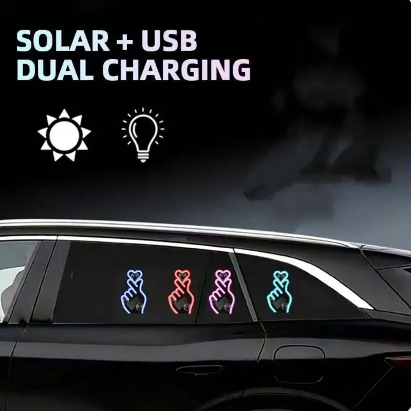Car Interior Ambient Atmosphere Lamp Solar Powered Gesture Activated LED Decor Light for All Car Types