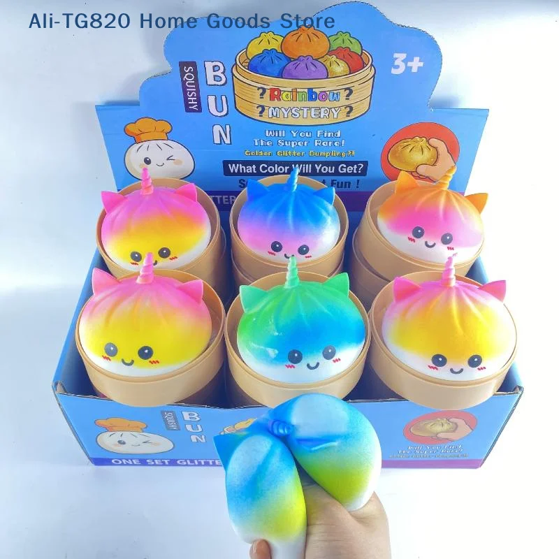 [TG820]Colorful Dumpling Squeeze Toy With Bamboo Slow Rising Stress Relief Ball Squeeze Toys For ADHD Autism Office Desk Gift