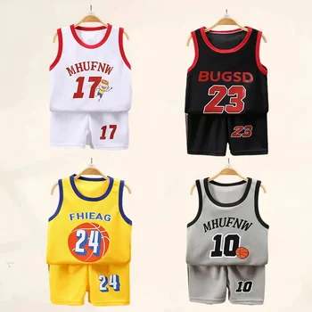 Çocuk Setleri Yaz Kolsuz Basketbol T-shirt Şort Çocuk Giyim için Çabuk kuruyan Spor Tankı Üstleri Çocuk Giysileri