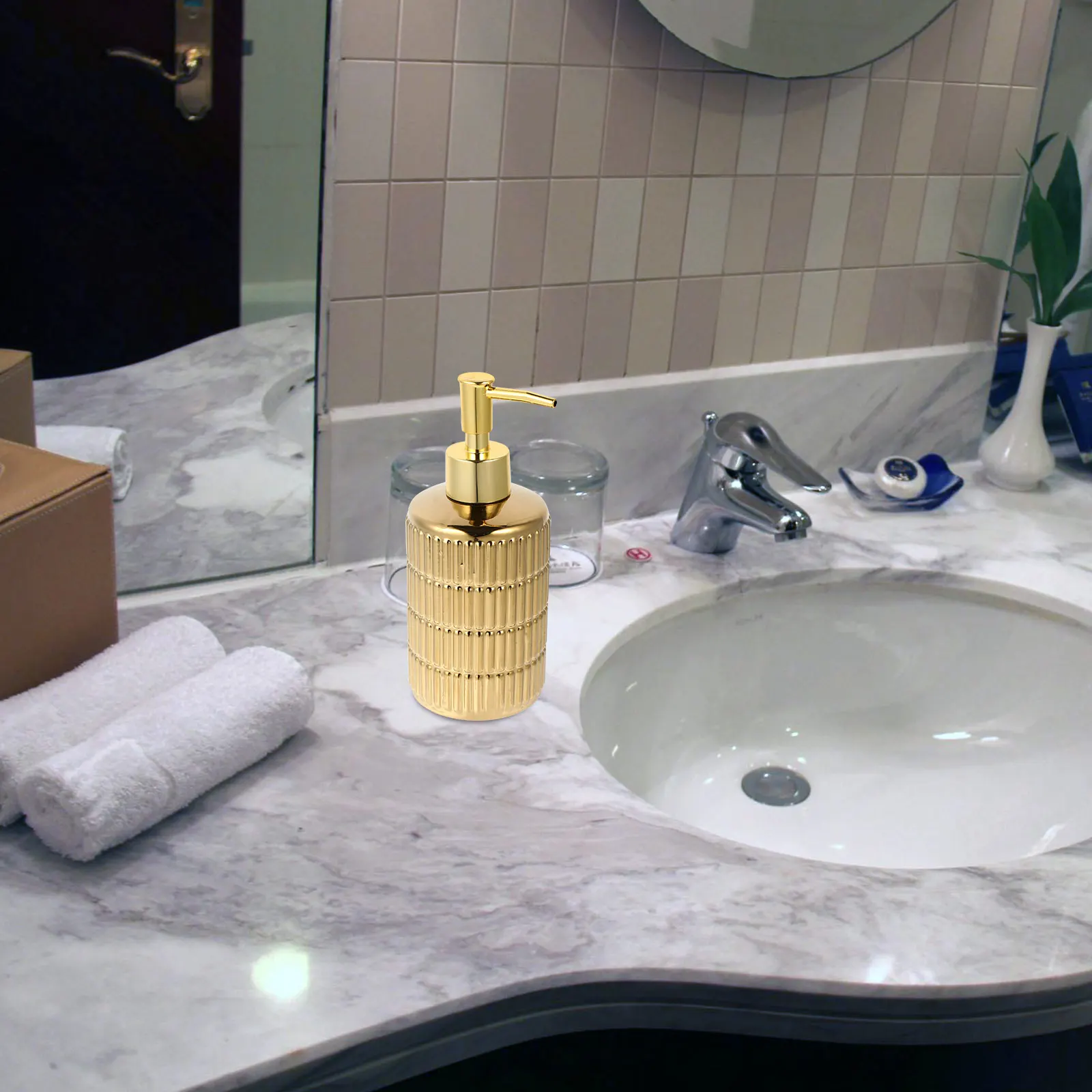 Bouteille à pompe à pression créative, 1 pièce, pour savon liquide, shampoing, Lotion, distributeur, support de salle de bain réutilisable, conteneur