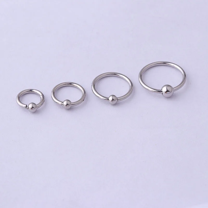 1pcs 16g x 6/8/10/12mm Stainless Steel Ball Hinged Segment Clicker Hoop Septum Ring Nose Earring Body Piercing Jewelry