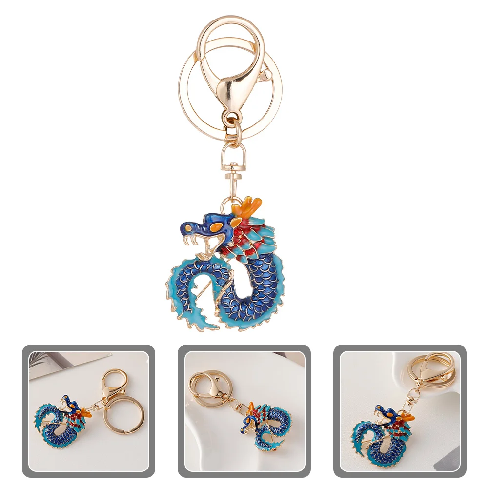 Chinese Style 2024 Zodiac Year of The Dragon Retro Distressed Metal Keychain Pendant (Retro Gold) Alloy Ornaments