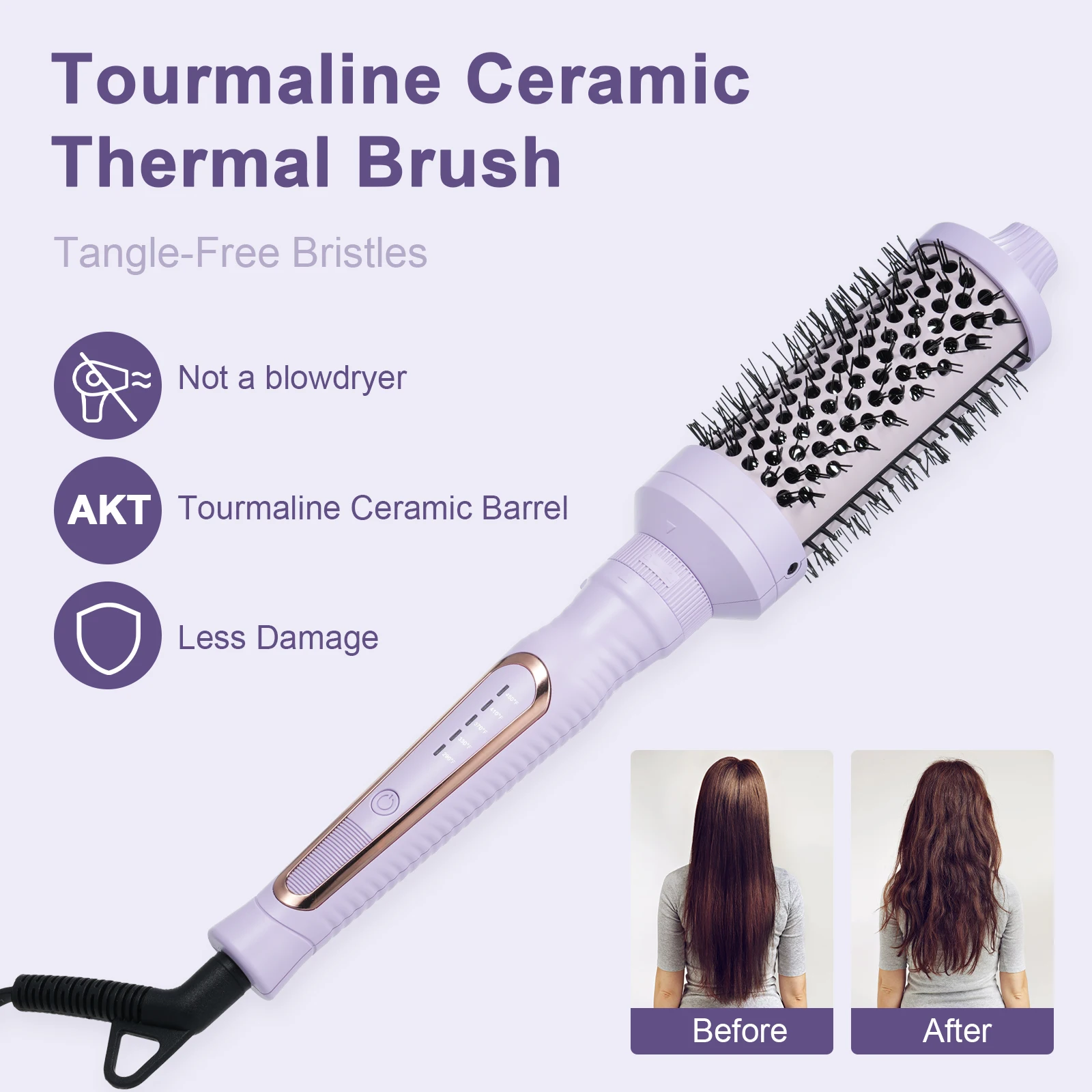 

Curly Hair Hot Air Brush Hot Air Brush Kit for Styling and Frizz Control with 3 Detachable Curling Brush Hot Air Styling Brush