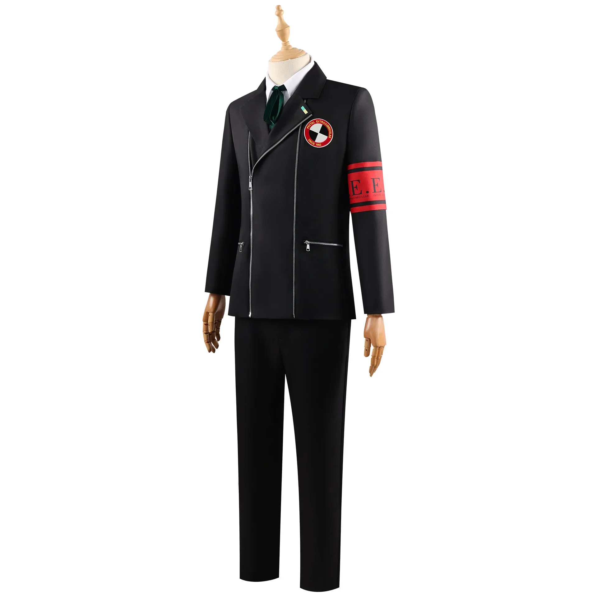 Persona Yuuki Makoto Costume Cosplay Nero Uniforme scolastica Abito Guanto Cravatta Set completo Uomo Halloween Masquerade Party Outfit