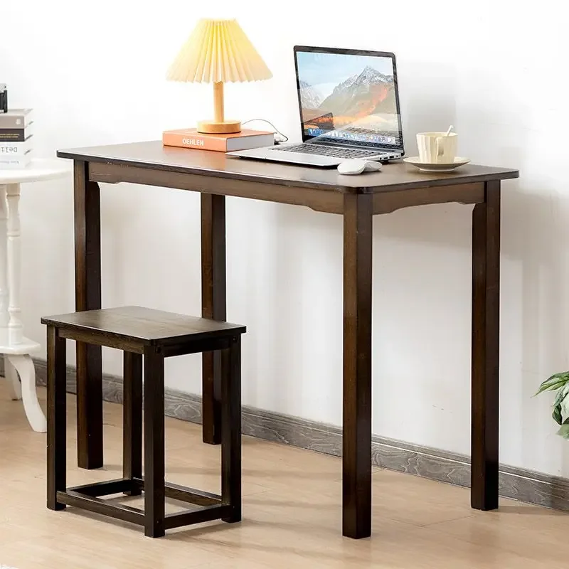 Mesa de estudo nórdica para estudante, mesa simples, mesa do computador, mesas retangulares, bambu, mobília doméstica, escritório, laptop, cor de noz