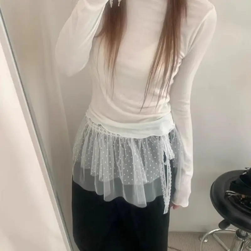 ✰✪White Polka Dot Lace Mesh Skirt Curtain Semi Sheer Halfbody Window Valance for Home Decoration Stylish and Modern
