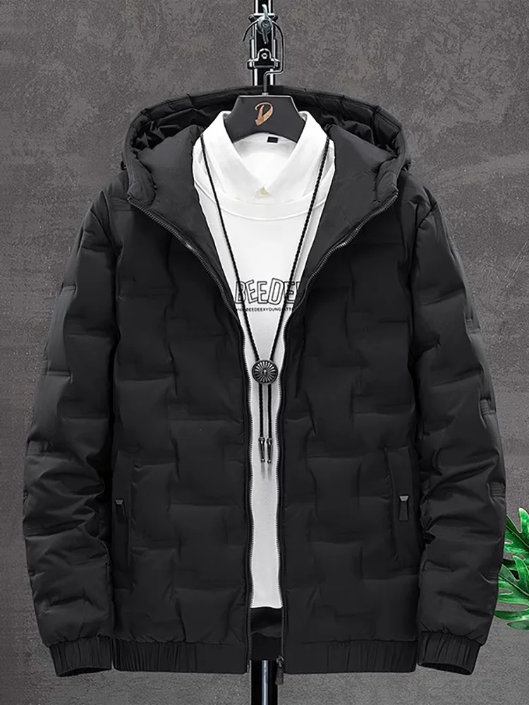

Men's Thiened Warmth down Cotton Jaet Autumn Winter Faionable Korean Sle Anti-Cold Cotton Outerwear Zipper Closure Lo...