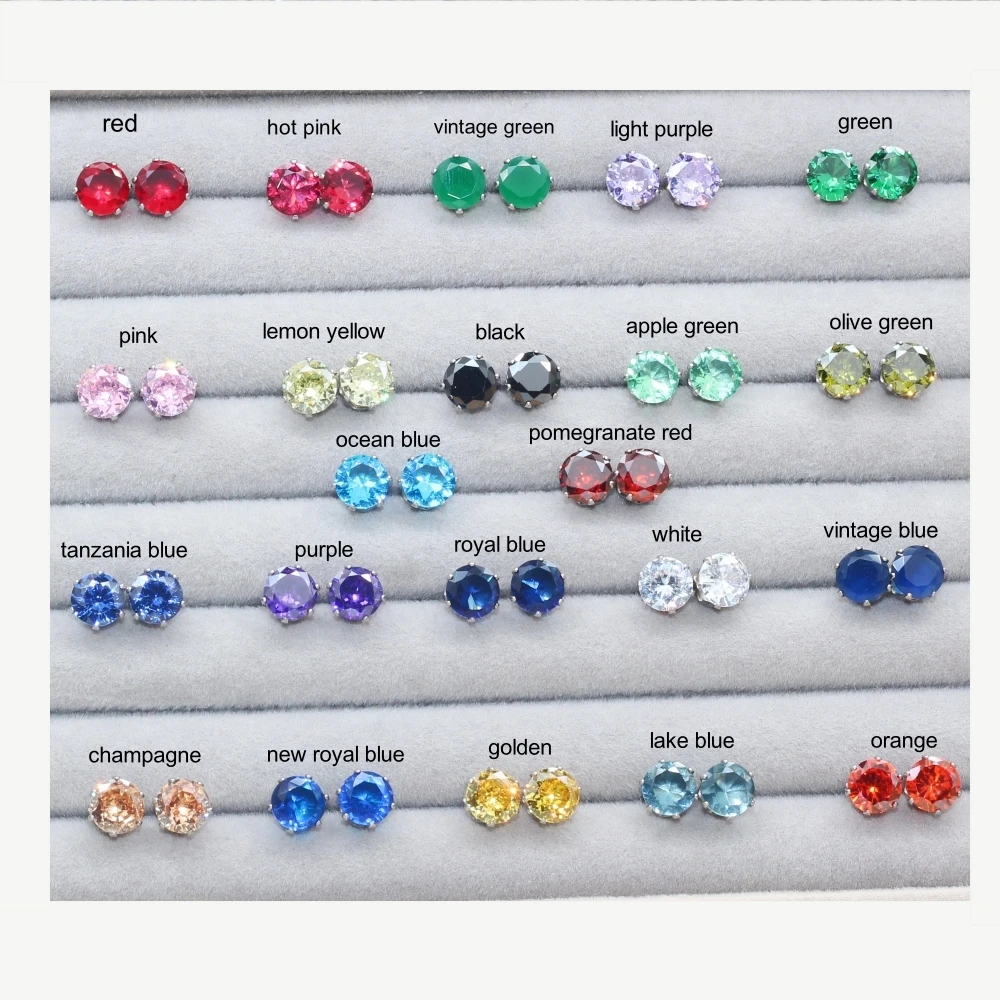 أقراط من الفولاذ المقاوم للصدأ 7 مللي متر مستديرة لامعة وردي AAA الزركون الحد الأدنى هيبوالرجينيك لا تتلاشى النمط الكلاسيكي #2