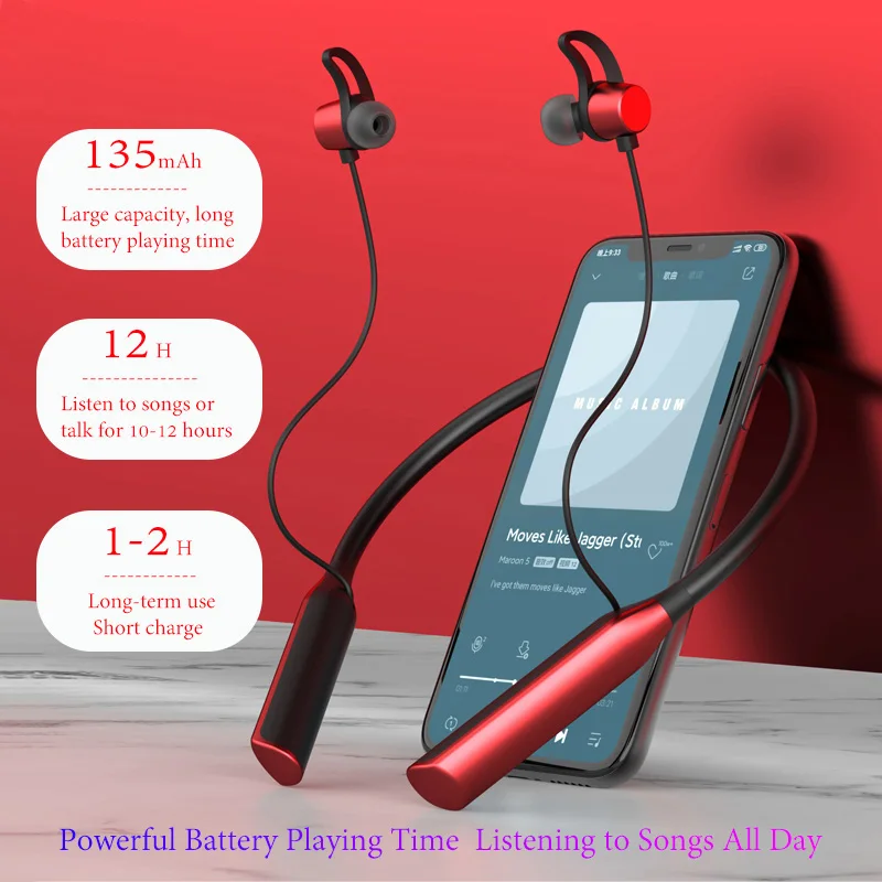 Neckband fones de ouvido sem fio bluetooth fone de ouvido com microfone auriculares esporte fone de ouvido sem fio cartão sd