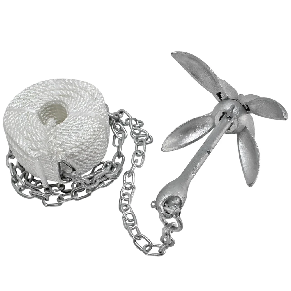 SSTT 3.5lb Folding Boat Anchor Kit with 40ft Marine Rope for Fishing Canoes Paddle Boards Kayaks Part of Marine Hardware
