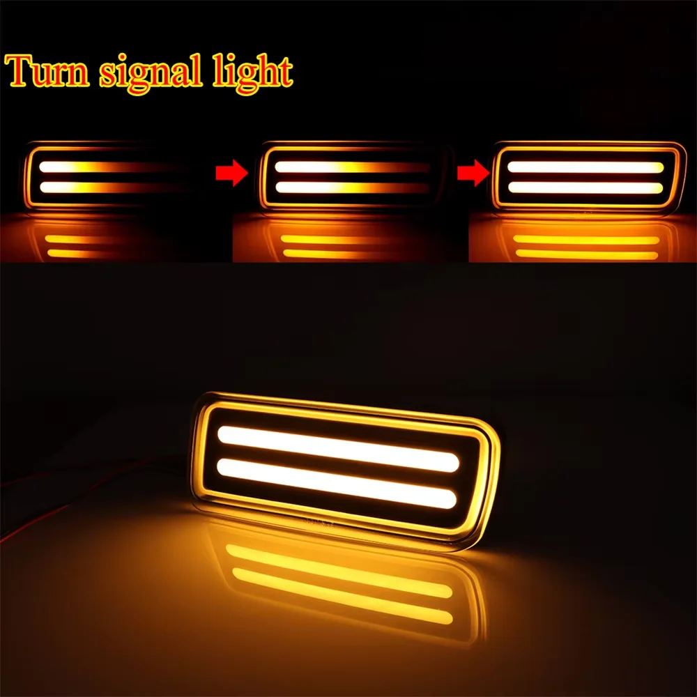Car LED Dynamic Amber Front Bumper Turn Signal Lights White DRL Driving/Parking Lights For Chevrolet Chevy Camaro 1985-1992 12V