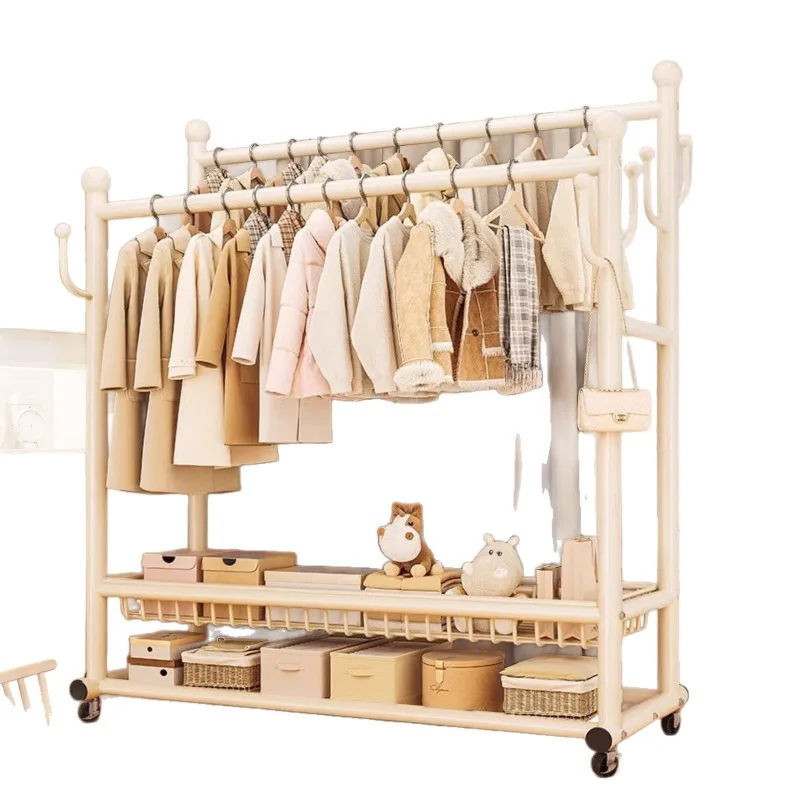 

Drying rack floor-to-ceiling bedroom home balcony coat rack 2025 new double rod removable indoor