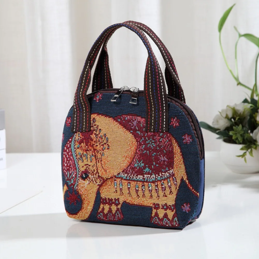 Large Capacity Dacron Retro Tote Handbags Printing Top Handle Handbag Embroidered Pattern Bag