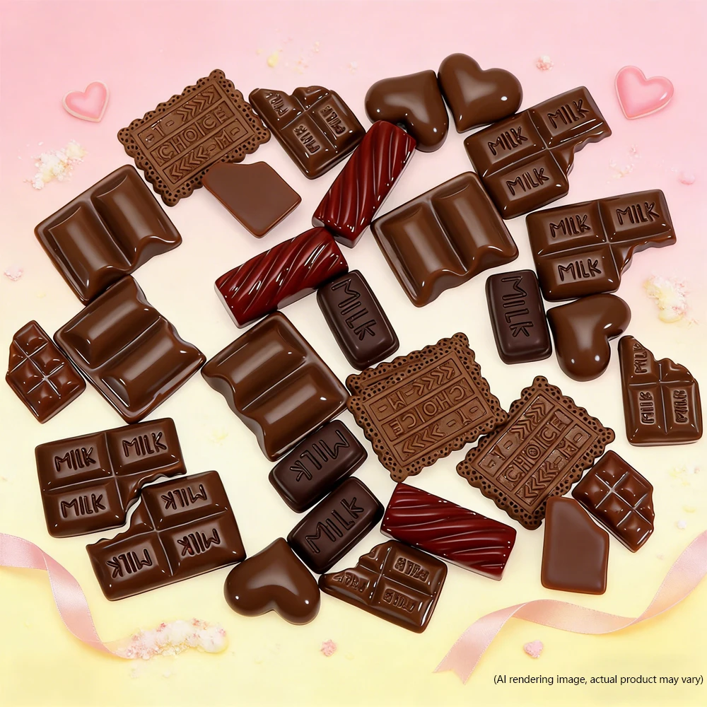 

Mixed 30PCS Valentine's Day Realistic Resin Chocolate Charms - Sweet Milk Chocolate Shape DIY Decor for Phone Case Scrapbooking