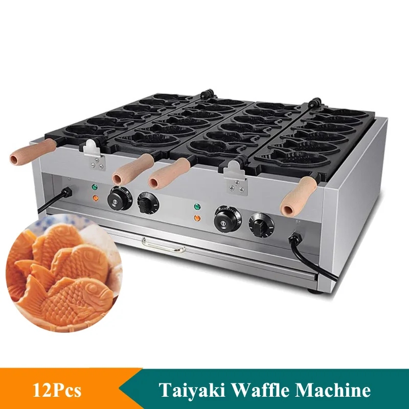 Commercial Fish Shaped Waffle Machine 110V 220V Electric Taiyaki Waffle Maker Machine Nonstick Coating Waffle Bread Machine