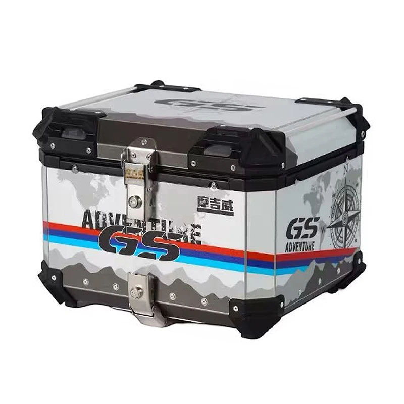 36L 45L 55L 65L Aluminum Motorcycle Box Rear Luggage Trunk Moto Top Case Helmet Key Lock Motorcycle Tail Box Suitcase