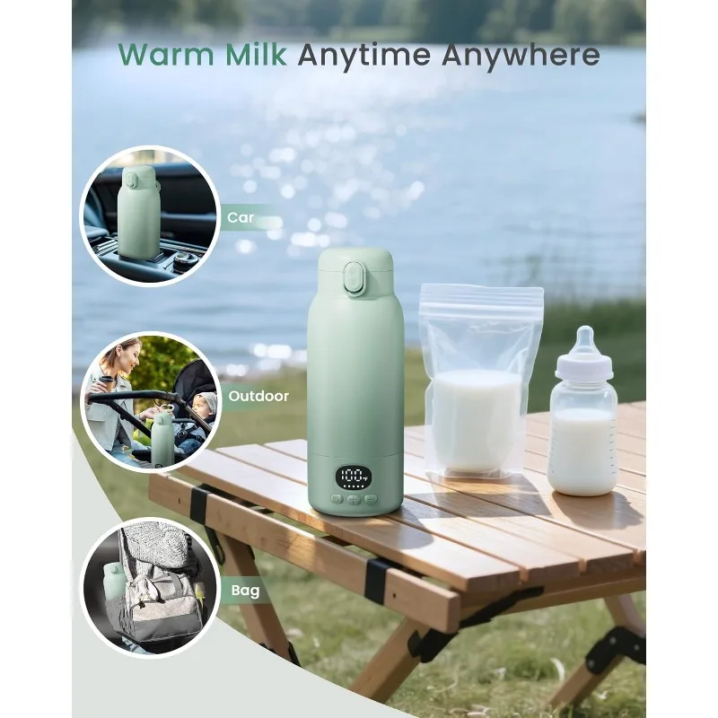500ml Dark Green Insulated Water Cup Heated Water Cup Easy To Carry Suitable For Milk Coffee Heater Gifts For Family And Friend