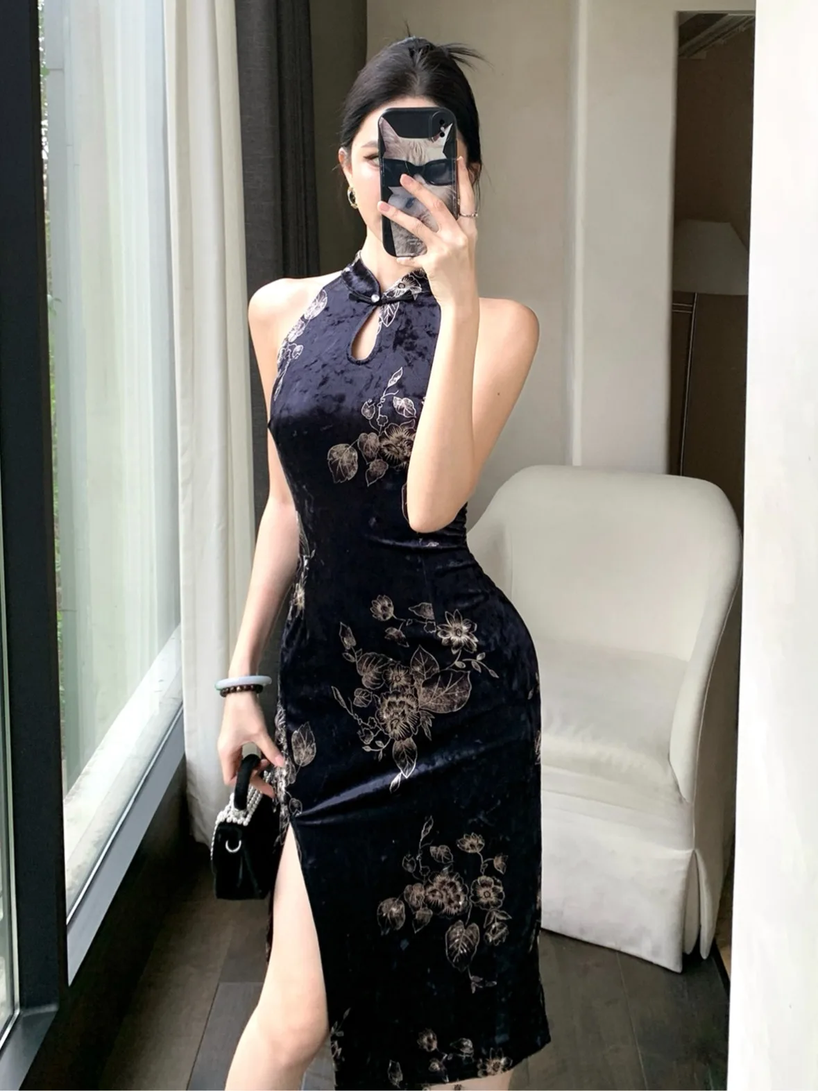 

Новый китайский жилет с цветочным принтом в стиле ретро Dr, сексуальная пикантная девушка на талии, утягивающая улучшенная юбка