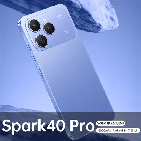 2026 Spark 40 Pro Global 7.3HD Cellphones Dual SIM Version 5G Original Smartphone Android 14 Cell Phone 7800mAh Mobile Phone C12