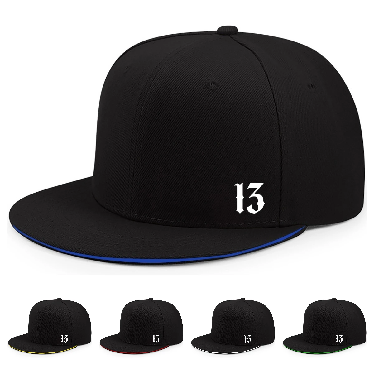 Both Men's And Women's Printed Digital 13 Breathable Flat Brim Hat Suitable For All Seasons Fashionable Versatile Baseball Cap