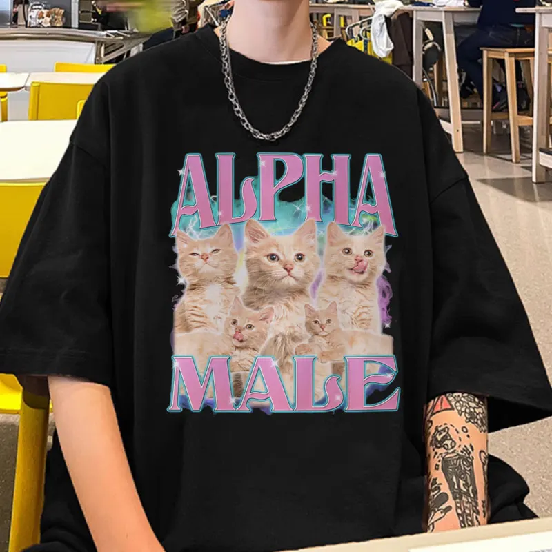 Alpha männlich T-Shirt Kerl besten Freund Geschenk T-Shirts Sommer Mode lustige Meme Grafik T-Shirt übergroße Unisex Kleidung T-Shirts Tops