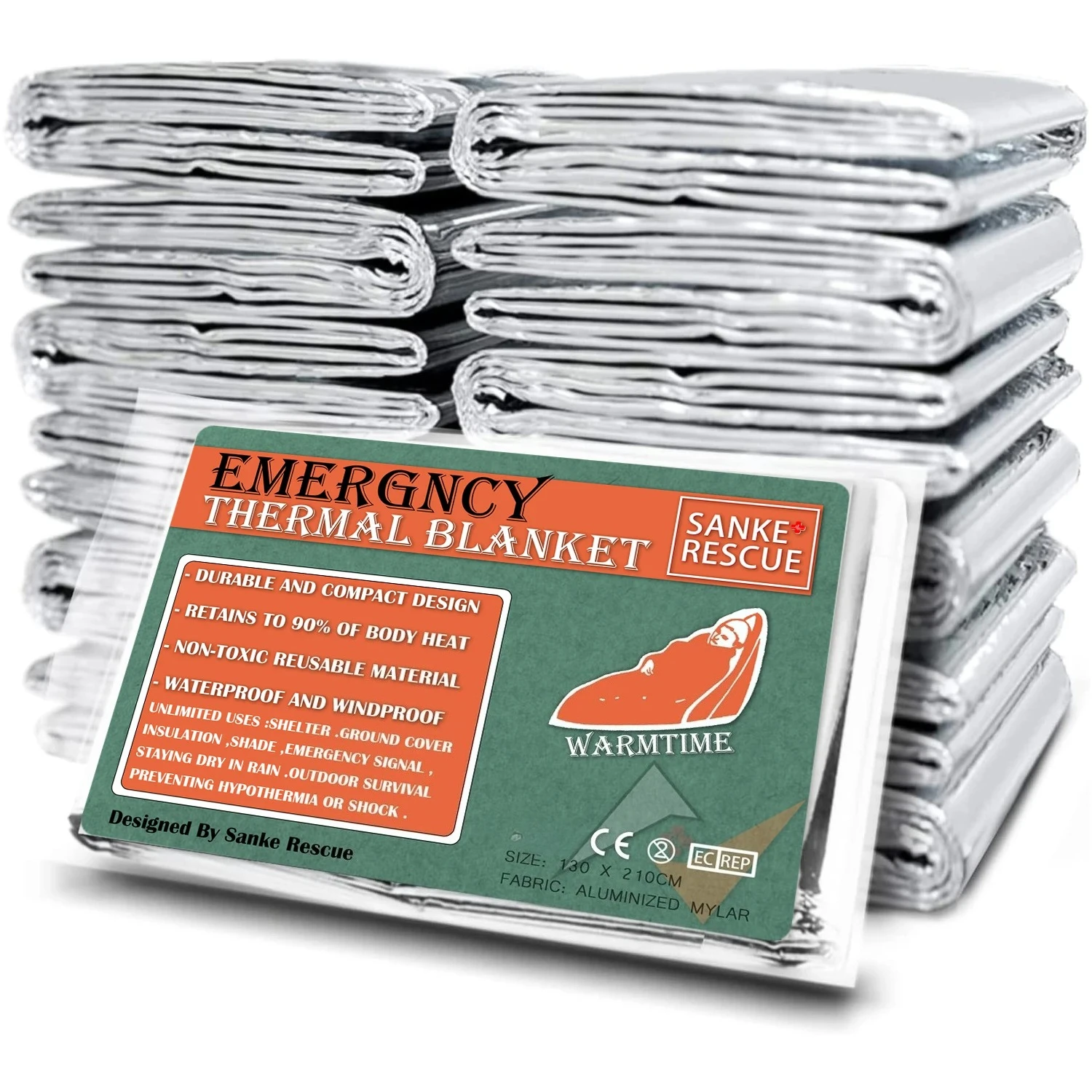 4pcs Emergency Blanket Mylar Thermal Foil Space Blanket Designed for NASA Body Warmer Outdoor First Aid Camping Hiking Travel