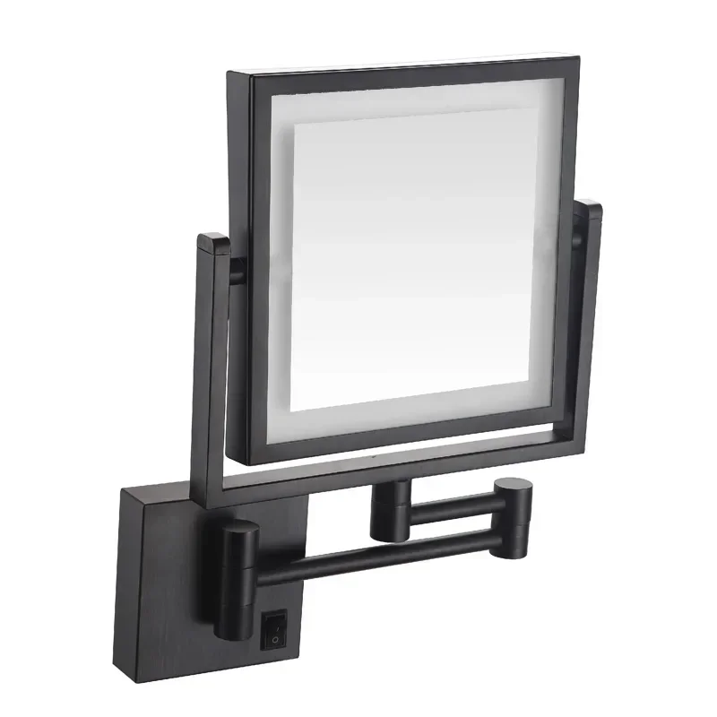 

Bathroom makeup mirror LED with light, no punching, wall hanging, foldable, retractable, double-sided enlarged beauty mirror