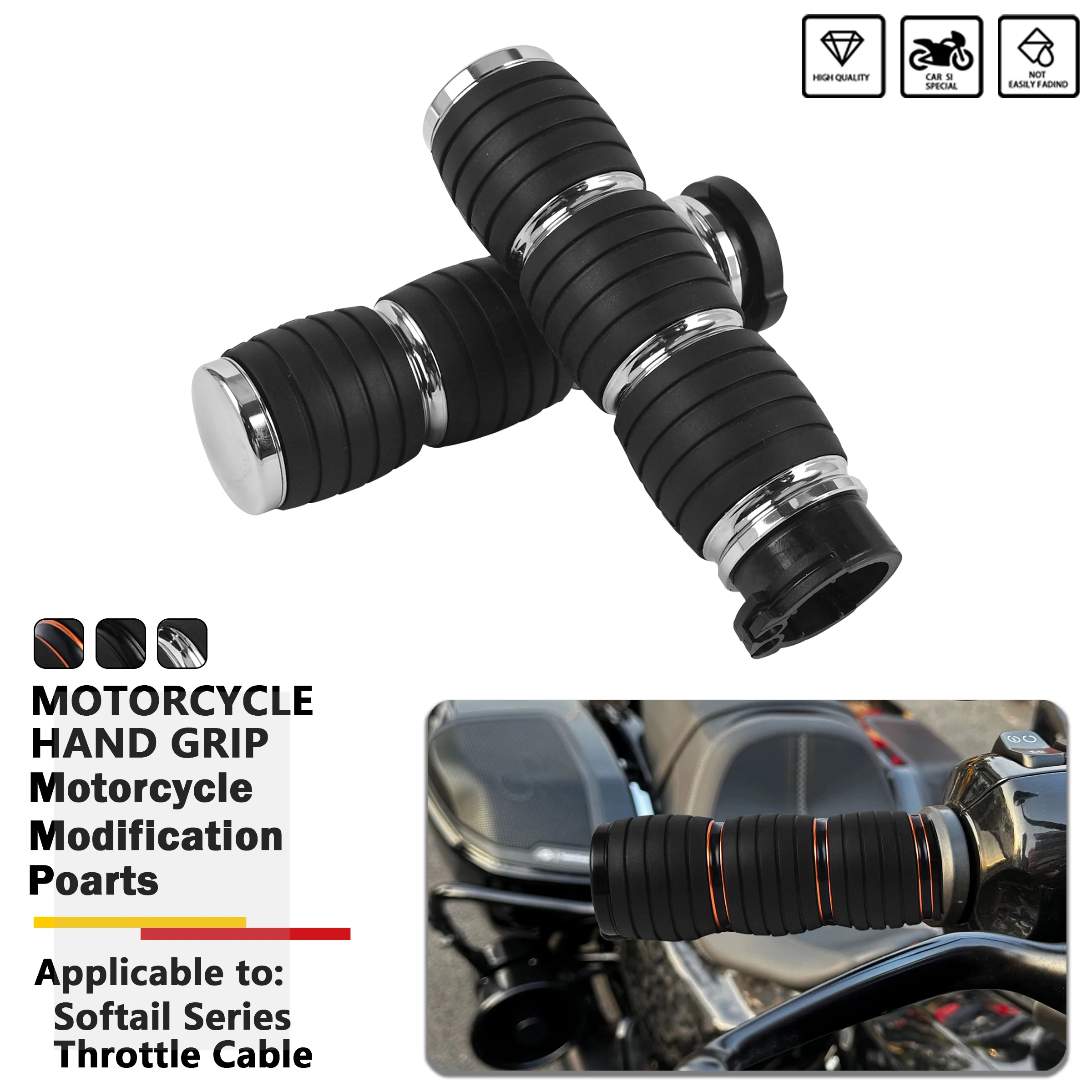 

Motorcycle Hand Grips For Harley Softail Series Throttle Cable Motorbike Handlebar Grip Rubber Non-slip Replacement Accessories