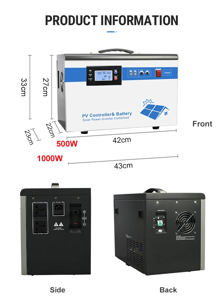 Anern 220V 1000W Portable Solar Generator AC Output Power Station Home Emergency 1200WH Large Capacity Battery Supply Generator